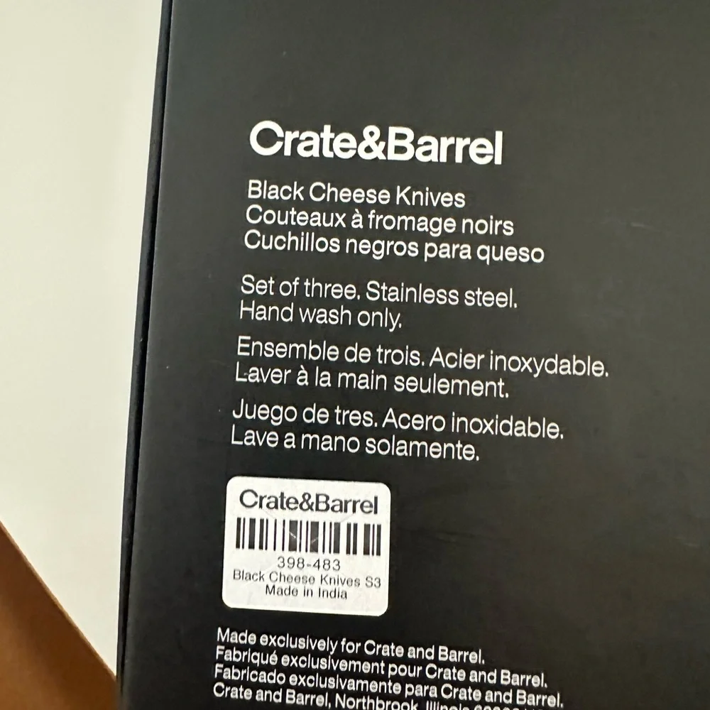 Crate&Barrel Black Cheese Knives Set